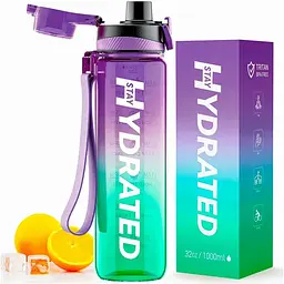Пляшка для води Hydrated Water Bottle 1000 мл Tritan Green Purple - мініатюра 2