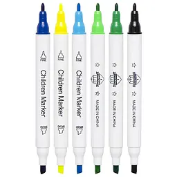 Фломастер двосторонній 12 кольорів Children Marker 190-12 в пластиковому боксі222