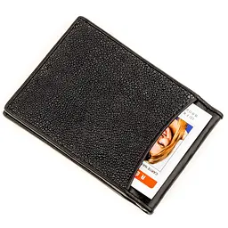 Затискач для грошей з натуральної шкіри морського ската чорний STINGRAY LEATHER 18293 - мініатюра 6