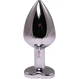 Анальна пробка Fantasy Silver Butt Plug Heart-Shaped M 8 см (рожевий)