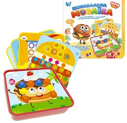 Пізнавальна мозаїка для найменших 32577 "WToys", 38 елементів, 12 карток із завданнями, в коробці - мініатюра 2