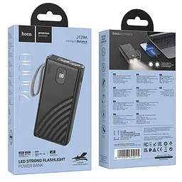 Портативний ЗП Power Bank Hoco J129A Nature flashlight 20000 mAh Black - мініатюра 5