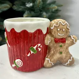 Набір кружок Імбирний пряник керамічний 2 шт 400 мл Червоний Рожевий - мініатюра 4