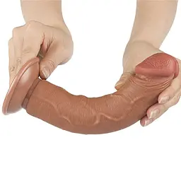 Фалоімітатор 8 SLIDING SKIN DUAL LAYER DONG BROWN LOVETOYS 66-LV317306 102667 - мініатюра 4