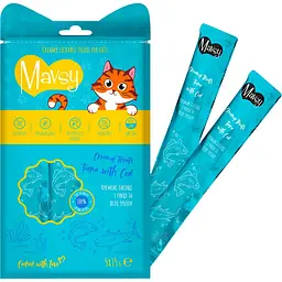 Ласощі для котів Mavsy Creamy Treats Tuna with Cod з тунцем та тріскою 75 г (5 шт. х 15 г)