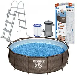 Каркасний басейн Bestway 56709, розмір 366 x 100 см з фільтруючим насосом і сходами - мініатюра 2