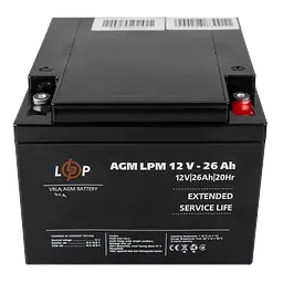 Аккумулятор AGM LPM 12V - 26 Ah під болт М5 - мініатюра 2