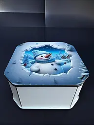 Новорічна коробка Подарункова коробка квадратна (ХДФ) 19x19x10 см. №18