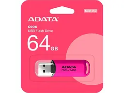 USB флеш накопичувач ADATA 64 GB C906 USB 2.0 Pink (AC906-64G-RPP) - мініатюра 4