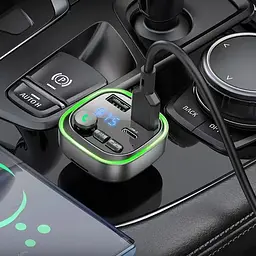 АЗП FM модулятор Borofone BC48 Broad 18W+QC3.0 (2USB-A/1C) Black - мініатюра 4