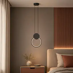 Одинарний чорний LED-підвіс Artlight 8207BBK із круглим світловим кільцем і диском - мініатюра 2