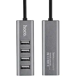 Концентратор адаптер хаб Hoco Line machine HB1 1 Usb-A to 4 Usb сірий