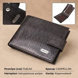 Невеликий чоловічий гаманець із натуральної фактурної шкіри Canpellini 21507 коричневий - мініатюра 3