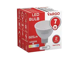Лампа світлодіодна VARGO 7W GU5,3 MR16 4000К 220V (V-111147) - мініатюра 2