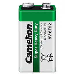 Батарейка Camelion Крона 6F22 9V Super Heavy Duty Green x 1 (6F22-SP1G)