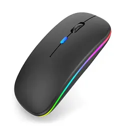 Мишка безшумна комп'ютерна, бездротова Macarone Bluetooth, USB, що перезаряджається, Чорна 