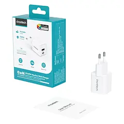 Мережевий зарядний пристрій Choetech PD5012 mini PD30W GAN A+C White (43-00140) - мініатюра 3