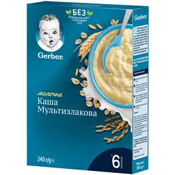 Дитяча каша Gerber молочна швидкорозчинна Мультизлакова +6 міс. 240 г (7613039834336) - мініатюра 1