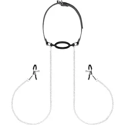 Затискачі для сосків з кляпом Bedroom Fantasies Nipple Clamps & silicone Gag Ring