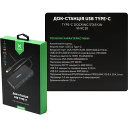 Концентратор Vinga USB-C 3.1 to VGA+HDMI+RJ45+3xUSB3.0+USB2.0+SD/TF+PD100W+Audio (VHYC10) - мініатюра 8