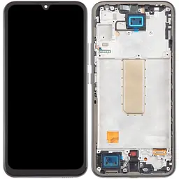 Дисплей Samsung A346 Galaxy A34 чорний, OLED (Small LCD), з рамкою сріблястого кольору, Silver