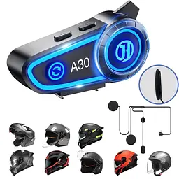 Навушника для мотоциклетного шолома A30, бездротова 5.3 Bluetooth, водонепроникна IPX7, шумозаглушення, FM-радіо, акумулятор 32H