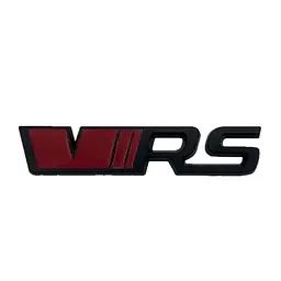Емблема напис VRS для Skoda чорний+червоний 120x25мм метал (на скотчі)