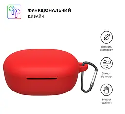 Силіконовий чохол для навушників Xiaomi Redmi Buds 4 Lite, Hang Case, червоний, ультратонкий захисний кейс товщиною 2 мм, захист від подряпин, пилу та ударів, компактний, з карабіном для кріплення, ArmorStandart (ARM73546) - мініатюра 2
