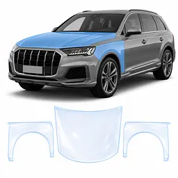 Антигравійна захисна бронеплівка за лекалами для Audi Q7 4M facelift 2020-2024 - капот і передні крила