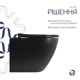 Унітаз підвісний Qtap Robin New Ultra Quiet, з сидінням Slim Duroplast/ Soft-close/ Quick Release QT13332381АSMB - мініатюра 3