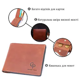 Компактний гаманець із натуральної шкіри без застібки Grande Pelle 11661 коричневий - мініатюра 8
