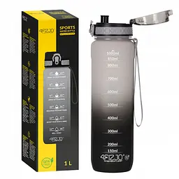 Пляшка для води спортивна 4FIZJO 1000 мл 4FJ0632 Grey/Black (P-5905973400756) - мініатюра 1