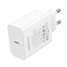 Мережевий зарядний пристрій BOROFONE BA109A Star single port PD40W charger (EU) Білий - мініатюра 3