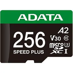 Карта пам'яті microSDXC (UHS-1 U3) A-DATA SPEED PLUS 256Gb Class 10 V30 A2 (R-180Mb/s W160Mb/s) (adapter SD) - мініатюра 2