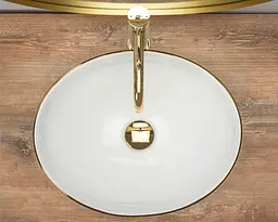 Умивальник Rea Sofia gold edge накладний REA-U3287, Білий - мініатюра 4