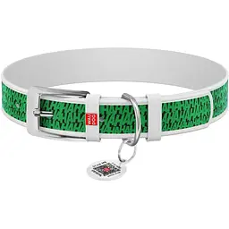 Нашийник для собак Waudog Design Джокер, шкіряний, з QR паспортом, 20-28х1,2 см, білий