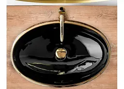 Умивальник Rea Meryl 60x40,5 black-gold (REA-U8811), Глянцева - мініатюра 4
