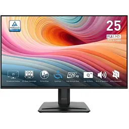 Монітор 24.5" MSI PRO MP251L E2 WLED, IPS, 1920x1080 (16:9), 1 мс, 120 Гц, 250 кд/м², 1500:1, 178°/178°, VGA/HDMI чорний