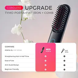 Акумуляторна щітка для випрямлення волосся TYMO - Портативна щітка для випрямлення волосся Porta PRO для подорожей Б/в - мініатюра 2