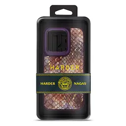 Кожаный чехол для Apple iPhone 15 Pro, Harder Nagas, фиолетовый, термополиуретан ТПУ + экокожа с имитацией кожи Наги, панель, защита корпуса, противоударный, микрофибра, рамка вокруг камеры, защита всего корпуса, (ARM76739) - мініатюра 3