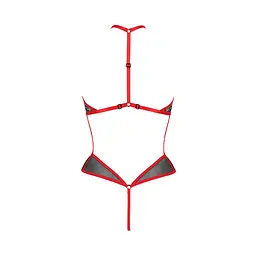 Сітчасте боді з мереживом на грудях Passion SATARA BODY XXL/XXXL red - мініатюра 4