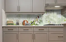 Вініловий кухонний фартух Птахи в саду наклейка для кухні ПВХ квіти Зелений 60х300 см Happy Pocket Z181429 - мініатюра 5