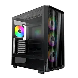 Корпус Montech X5, Black, Mid Tower, без БЖ, для E-ATX / ATX / Micro ATX / Mini ITX, 1xType-C / 1xUSB 3.0 / 2xUSB 2.0, макс. CPU - 165 мм / GPU - 410 мм, 3x140 мм ARGB / 1x140 мм ARGB, бічна панель із загартованого скла
