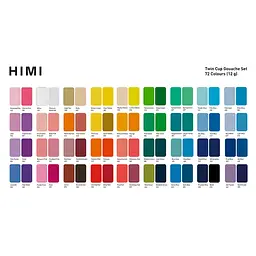 Набір гуашевих фарб HIMI Twin Cup 72×12 мл, 72 кольори, Green Apple, пластиковий пенал + аксесуари у фетровому чохлі (6937327504178) - мініатюра 14
