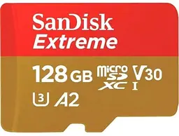 Карта пам'яті microSDXC, 128Gb, Extreme, Сlass10 UHS-I A2 U3 V30, SD адаптер SanDisk teh0033797