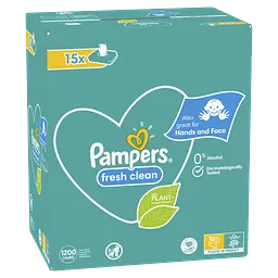 Уцінка. Набір дитячих вологих серветок Pampers Baby Fresh Clean, 1200 шт. (15 упаковок по 80 шт.) - мініатюра 5