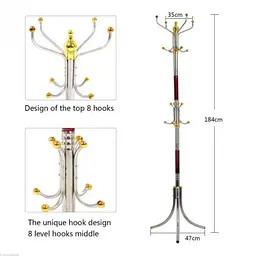 Металева підлогова стійка-вішалка для одягу Coat Rack тринога 16 гачків - мініатюра 5