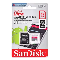 Картка пам'яті SanDisk Ultra 120 MBps microSDHC 32 GB Class 10 A1 SDSQUA4-032G-GN6MA - мініатюра 3