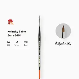 Пензель колонок круглий Raphael Kolinsky Sable, №6/0, професійний, коротка ручка - мініатюра 2