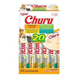 Вологі ласощі для котів INABA Churu вершковий мус в стіках Різновиди курки 14 г (20 шт в упаковці)